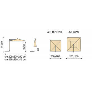 Ombrellone a palo laterale Trend Ice 200x200 Made in Italy