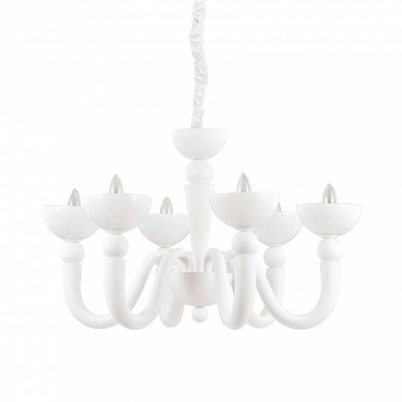 Lampada A Sospensione Bon Bon Sp6 Bianco Ideal-Lux