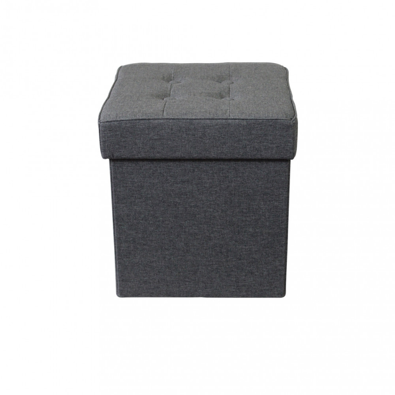 POUF CONTENITORE QUADRATO IN STOFFA GRIGIO SCURO