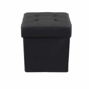 POUF CONTENITORE QUADRATO IN STOFFA NERO