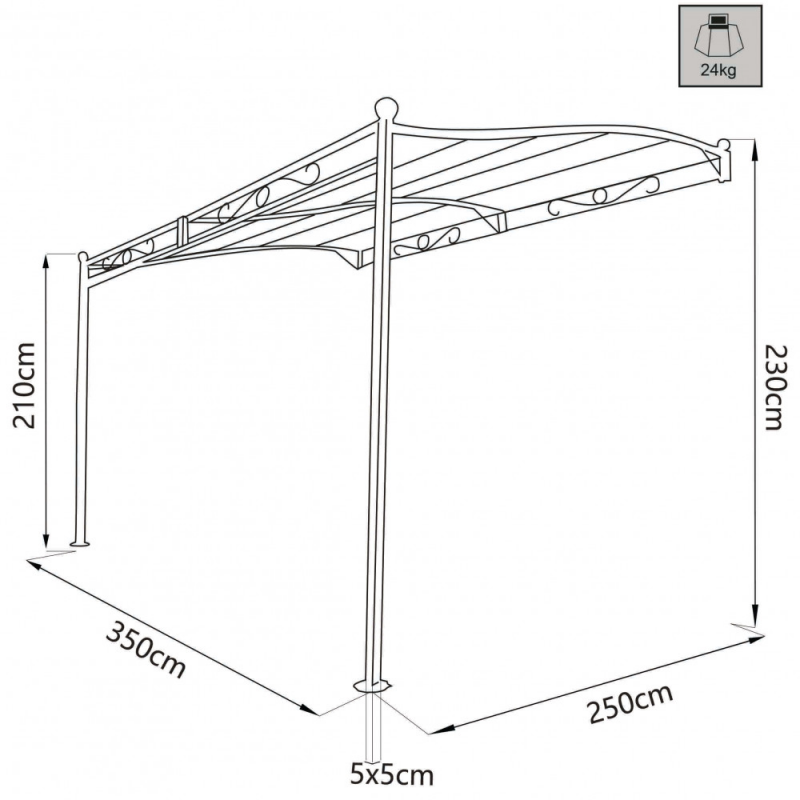 GAZEBO PERGOLA ADDOSSATO 3,5 x 2,5