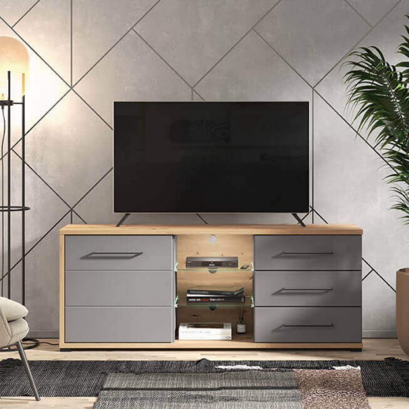 MOBILE PORTA TV LISABON TV ROVERE ARTIGIANO E GRIGIO GRAFITE