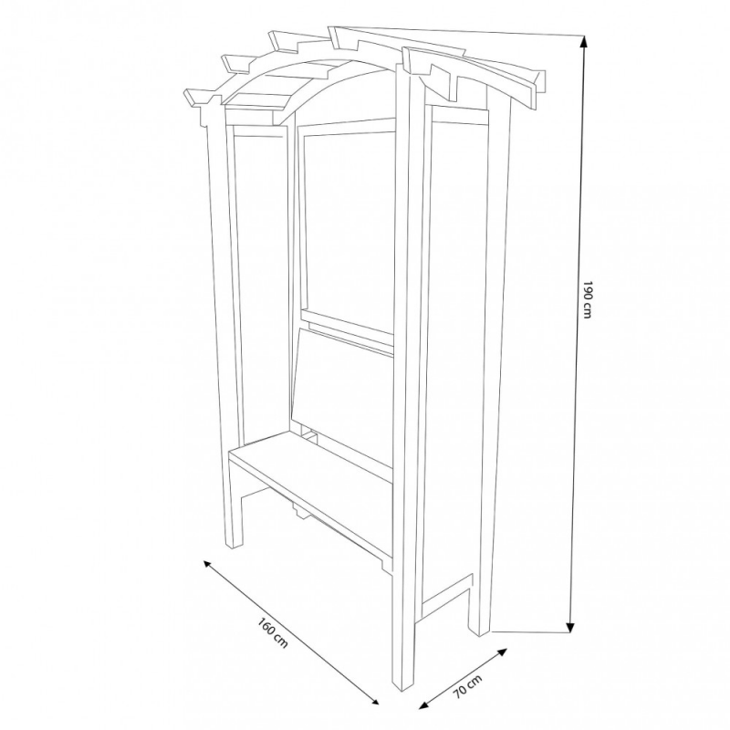 PERGOLA AD ARCO 160 X 70 X 190 CON PANCA