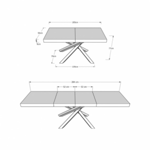 Tavolo allungabile 90x180/284 cm Volantis Premium telaio gambe 4 colori (B)