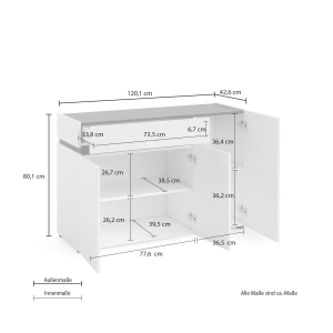 Sideboard BOB 3 ante con 1 cassetto made in Italy