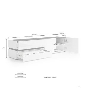 TV Lowboard con 2 ante e 2 cassetti BOB made in Italy