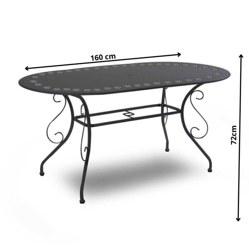 Tavolo metallo new old antracite chiaroovale cm160x90h72