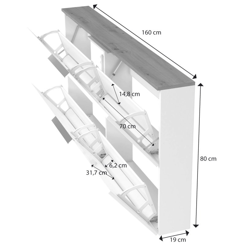 Scarpiera 2 Ribalte SPACE made in Italy