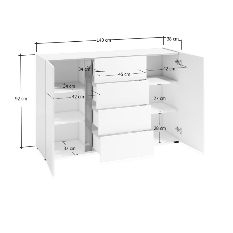 Sideboard a 2 ante 4 cassetti ATRIUM made in Italy