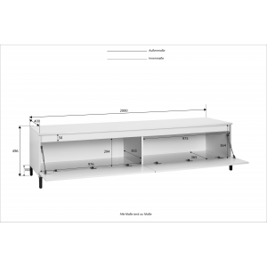 TV LOWBOARD a 2 ribalte GENIO made in Italy MONTATA