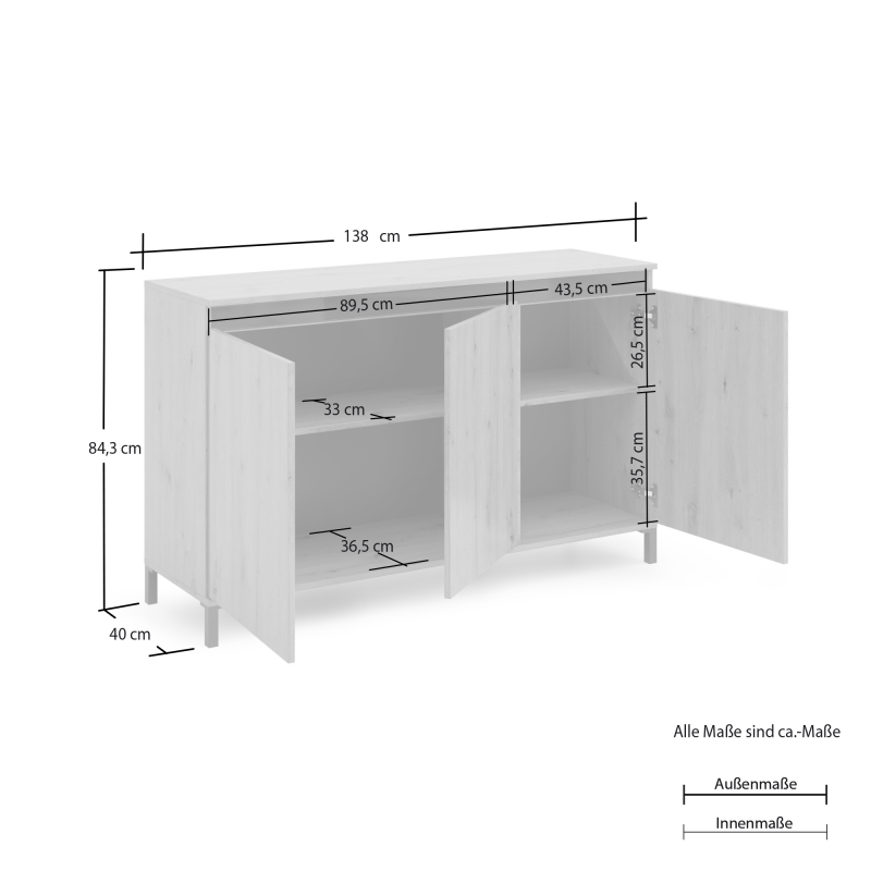 Sideboard a 3 ante artisan GENIO made in Italy