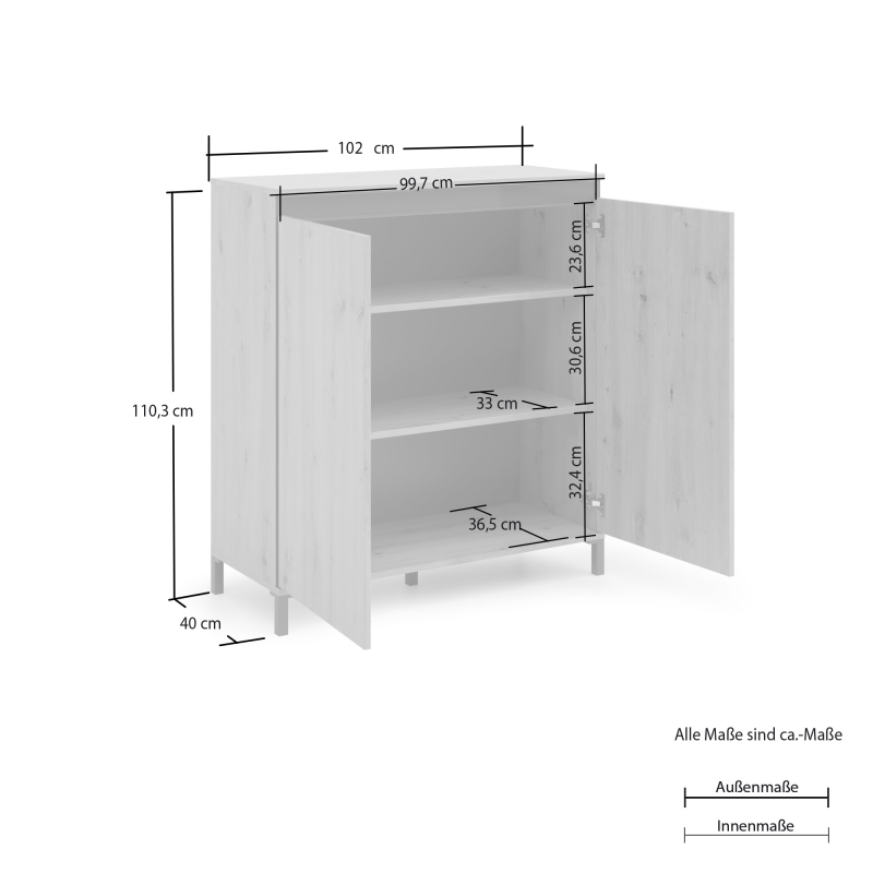 Sideboard a 2 ante artisan GENIO made in Italy