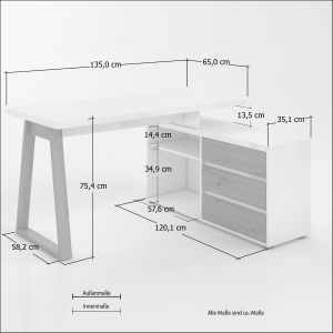 Scrivania 135cm con allungo FIRST made in Italy