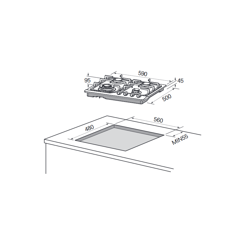 PIANO COTTURA MASTER KITCHEN 4 FUOCHI DA 60 MKHG6401F