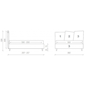 Letto matrimoniale Viola made in Italy