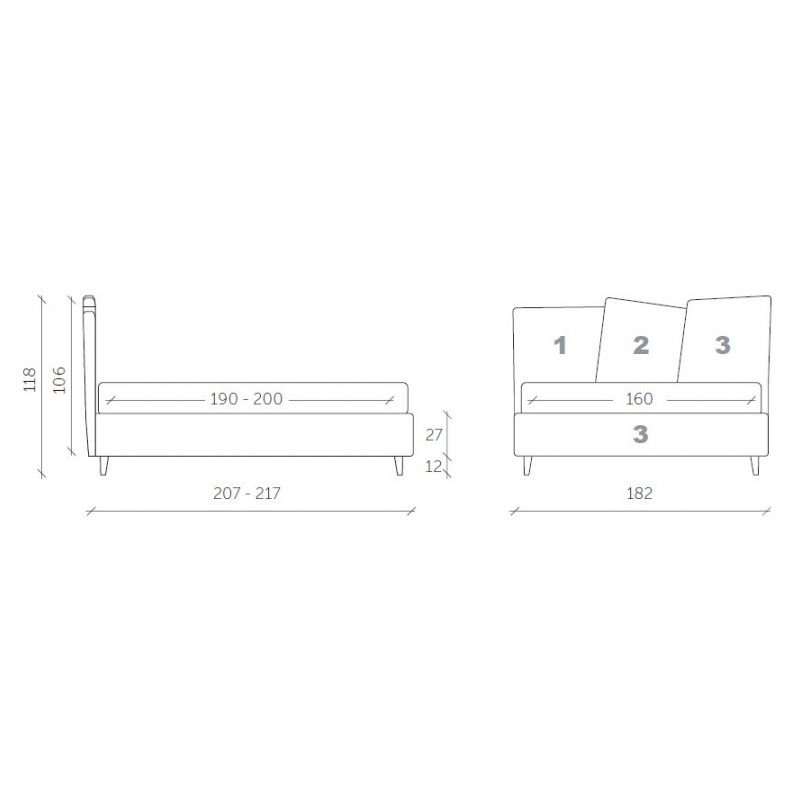 Letto matrimoniale Viola made in Italy