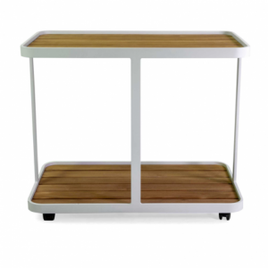 Zoom Carrello alluminio Honolulu bianco top legno teak cm 93x53h77