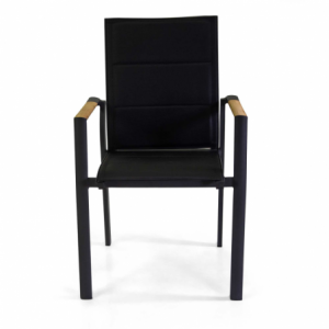 Zoom Poltrona alluminio Rachel nero con textilene nero e teak 56x58h45/88