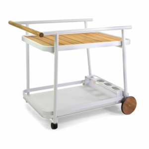 Carrello alluminio honolulu bianco top legno teak cm 96x70h83