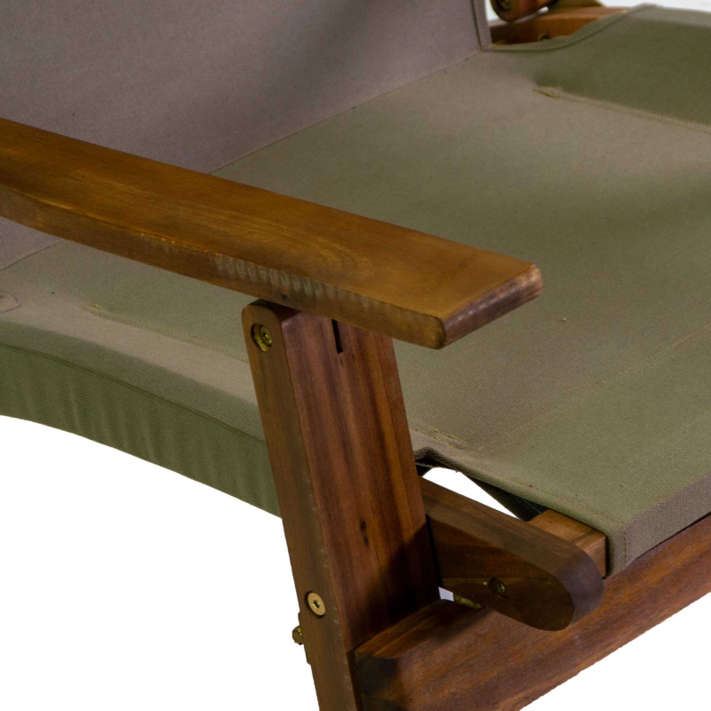 Poltrona legno Diane con tessuto verde militare cm 76x89h91