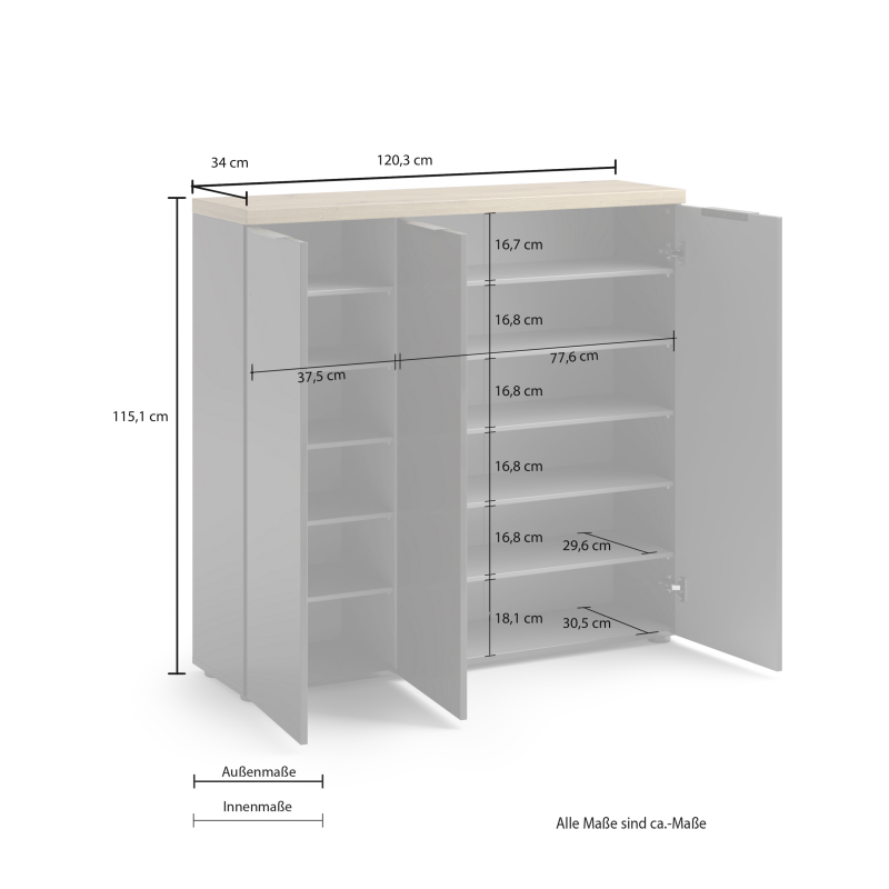 Scarpiera 3 ante IDEA antracite-rovere