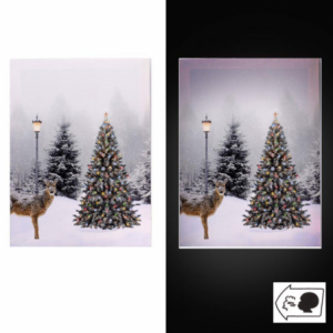 Zoom Quadro led paesaggio innevato con rennacm30x40x1,8