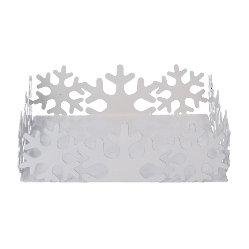 Portatovaglioli metallo fiocco neve bianco quadrato cm 16,5x16,5h5