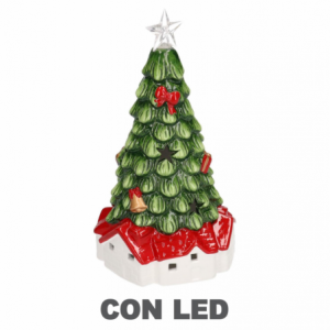 Albero ceramica verde con led cm 16x15,5h30,5