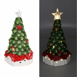 Zoom Albero ceramica verde con led cm 16x15,5h30,5