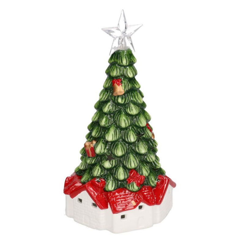 Albero ceramica verde con led cm 16x15,5h30,5