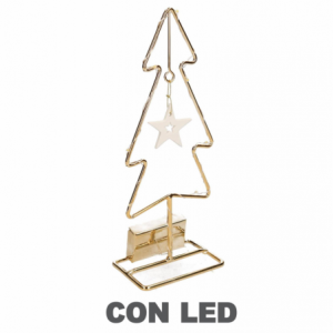 Albero metallo oro con led e stella cm 10,5x7h27,5