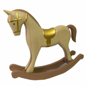 Cavallo a dondolo legno oro beige cm 26,5x6,5h23