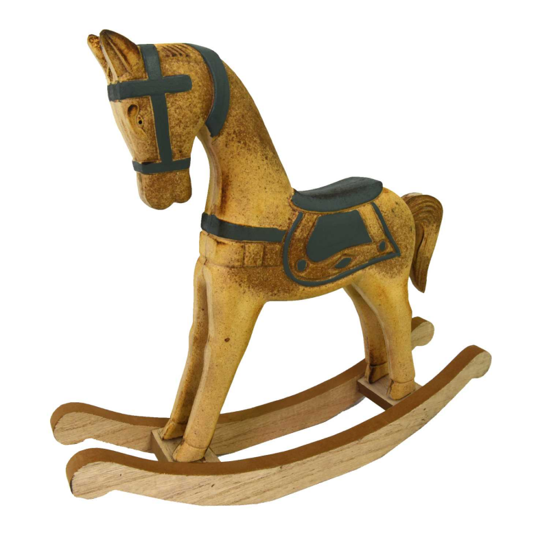 Cavallo a dondolo legno verde acqua marrone cm 26,5x6,5h22