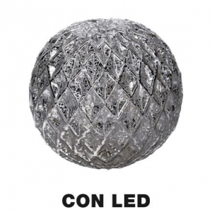 Sfera vetro led argento cm ø15h14