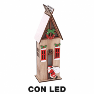 Casetta legno led naturale cm 9x6,5h29,5