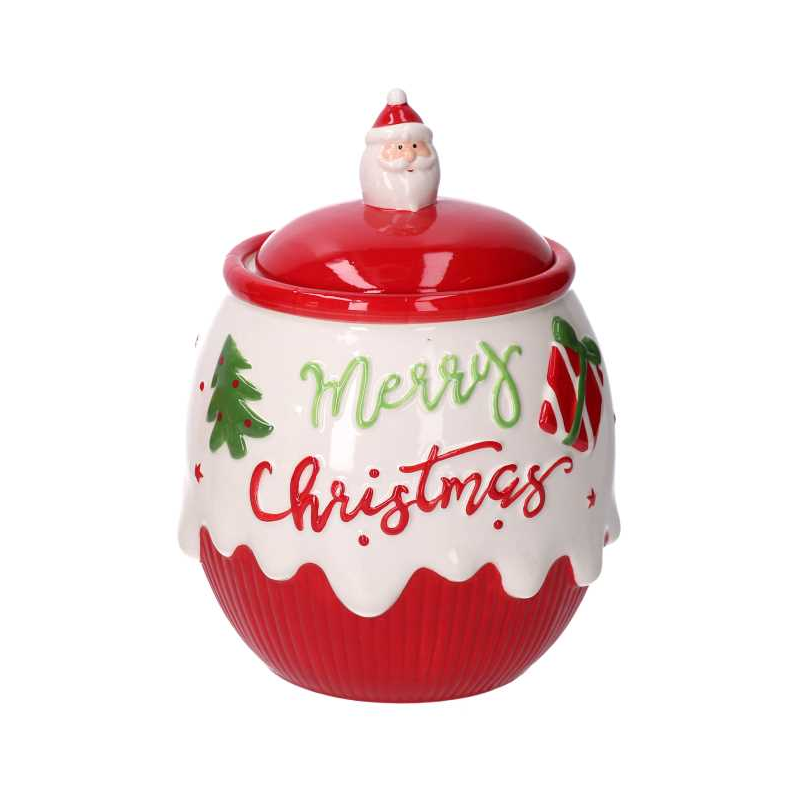 Barattolo ceramica merry christmas cm ø17h21,5