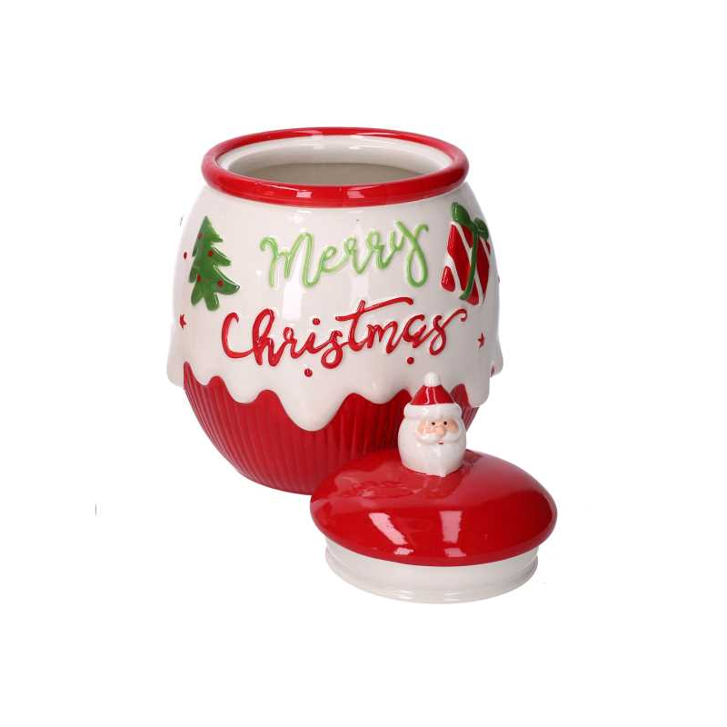 Barattolo ceramica merry christmas cm ø17h21,5