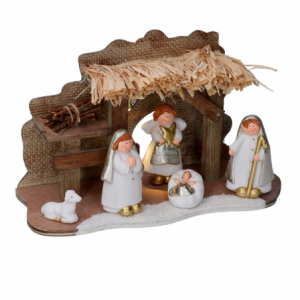 Presepe ceramica con led cm 24,5x9,5h14,5