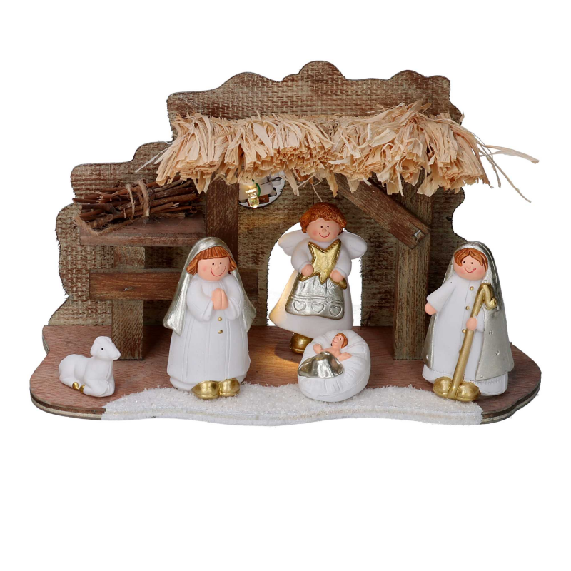 Presepe ceramica con led cm 24,5x9,5h14,5