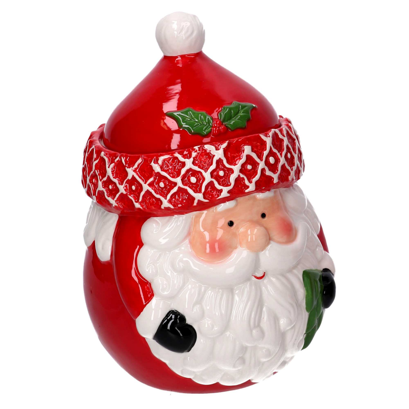 Barattolo ceramica babbo natale bianco e rosso cm 16x16h24