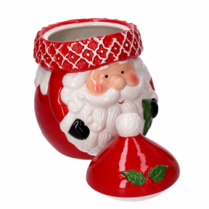 Barattolo ceramica babbo natale bianco e rosso cm 16x16h24