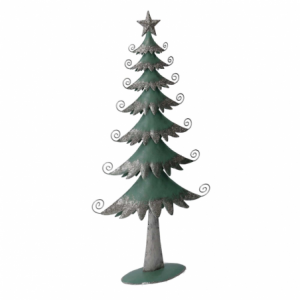 Albero metallo argento e verde salvia cm 26x7,5h51,2