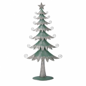 Zoom Albero metallo argento e verde salvia cm 26x7,5h51,2