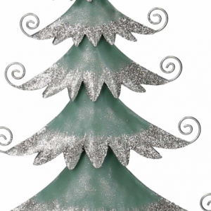 Albero metallo argento e verde salvia cm 26x7,5h51,2