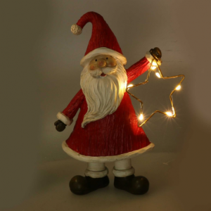 Zoom Babbo natale resina rosso con stella led cm 12x7h20,5