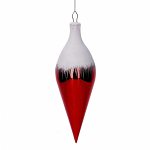 Sfera plastica goccia innevata rosso cmh40