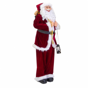 Babbo natale tessuto con lanterna rossocm47x23h150