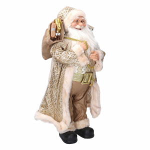 Babbo natale tessuto bianco oro cm 27x10h60