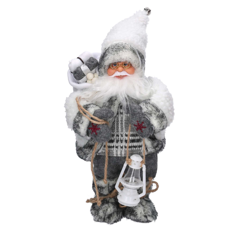 Babbo natale tessuto con musica e movimento bianco cm 19x9h30