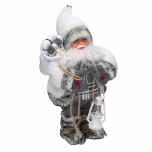 Babbo natale tessuto con musica e movimento bianco cm 19x9h30